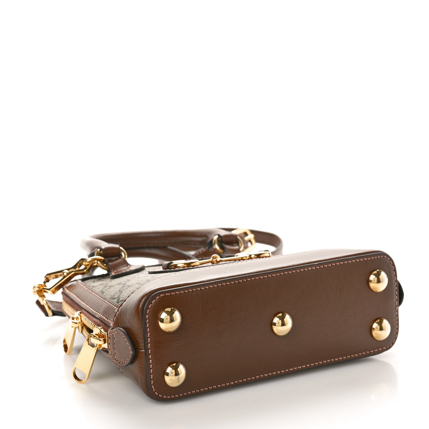 Gucci GG Supreme Monogram Azalea Calfskin Mini Horsebit 1955 Top Handle Bag Beige Ebony Brown Sugar 4 of 11