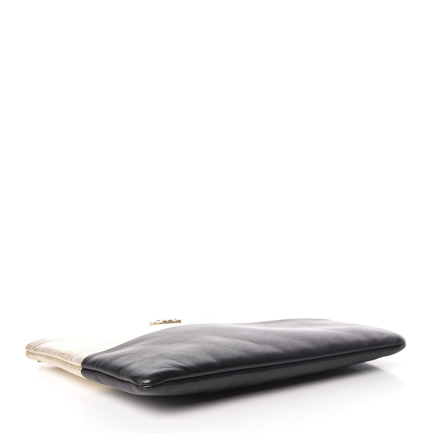 Metallic Goatskin Lambskin Medium Boy Cosmetic Case Black Gold