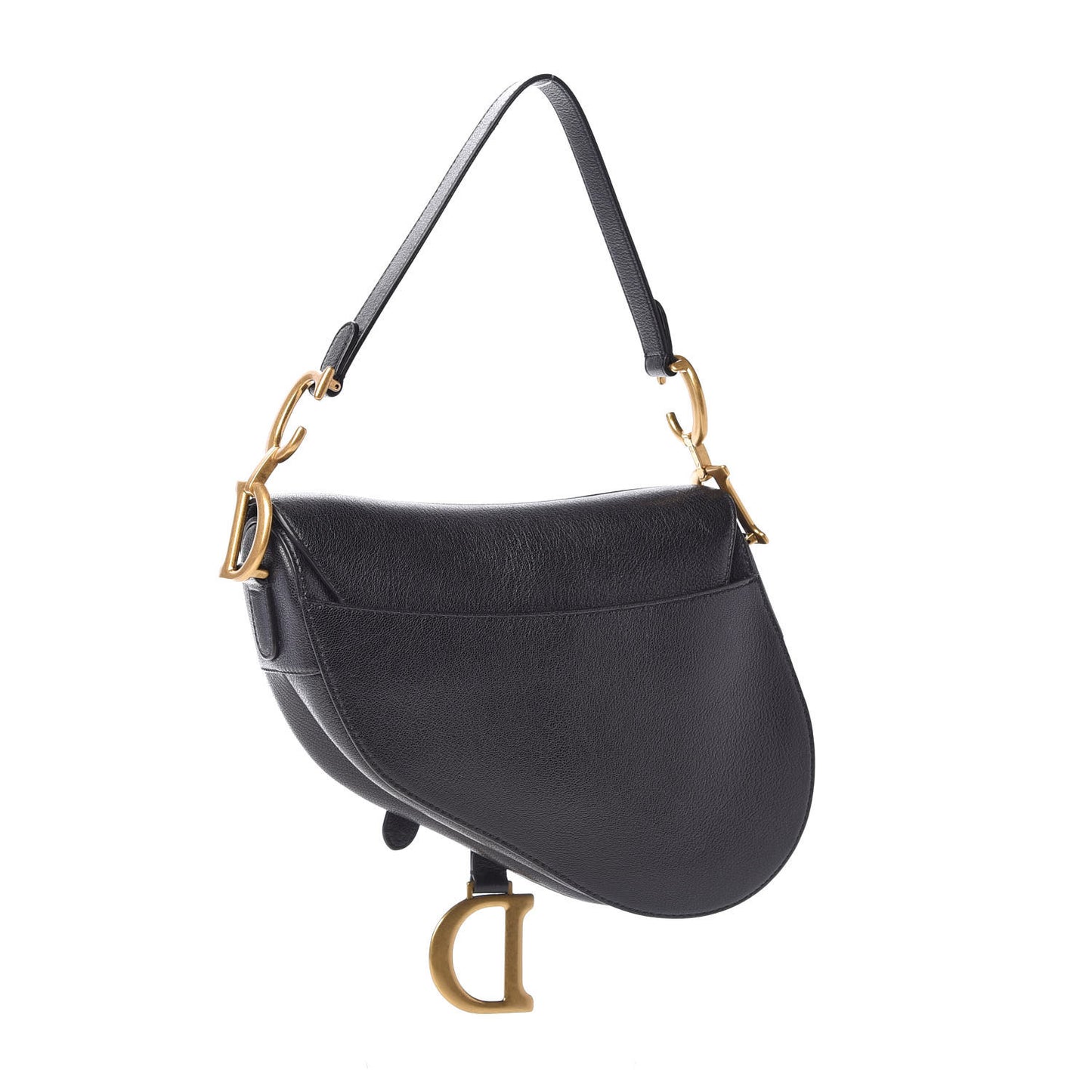Shiny Goatskin Saddle Bag Black