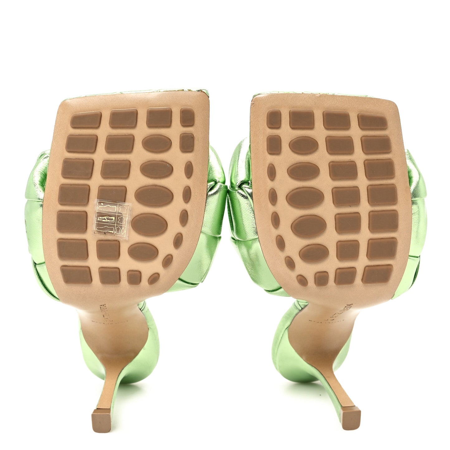 Metallic Nappa Maxi Reflection Weave Lido 90mm Mule Sandals 39 Pistachio