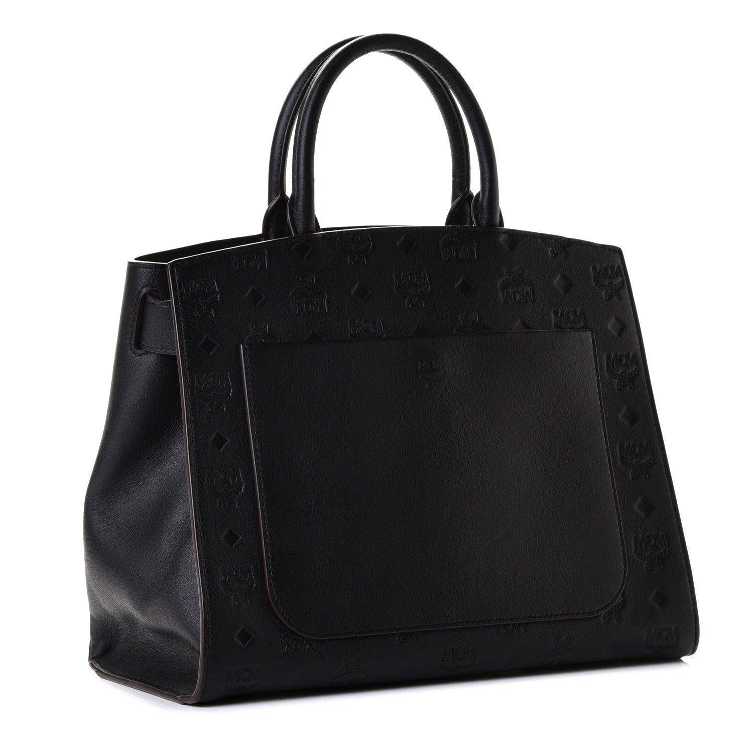 MCM Calfskin Ottomar Monogram Medium Essential Tote Black 2 of 5