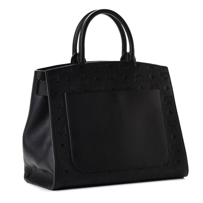 MCM Calfskin Ottomar Monogram Medium Essential Tote Black 2 of 5