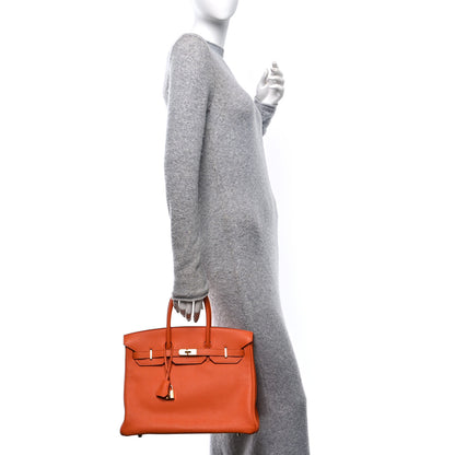 Hermes Taurillon Clemence Birkin 35 Orange 2 of 10
