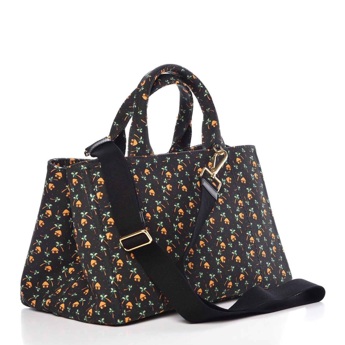 Canapa Palm Tree Print Logo Tote Black