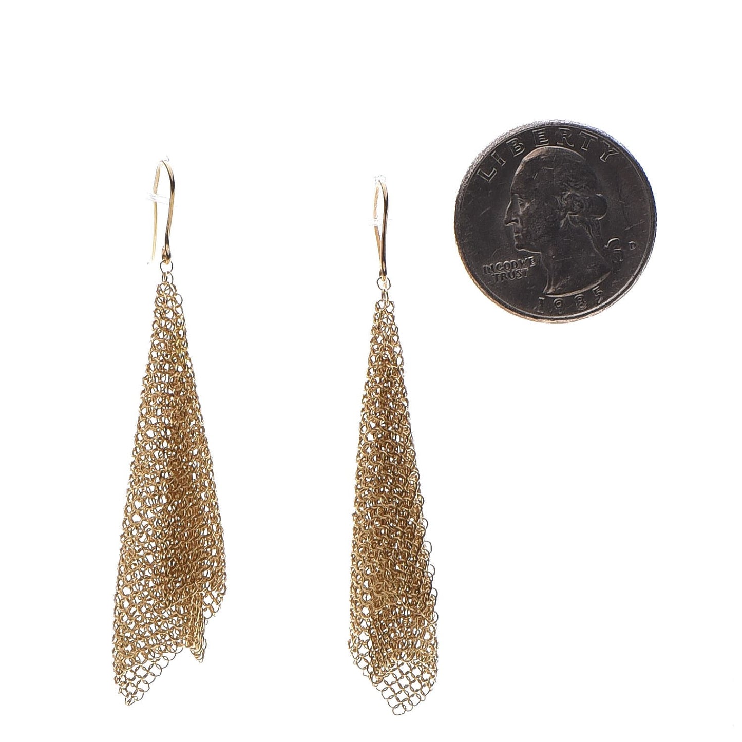 18K Yellow Gold Small Elsa Peretti Mesh Scarf Earrings