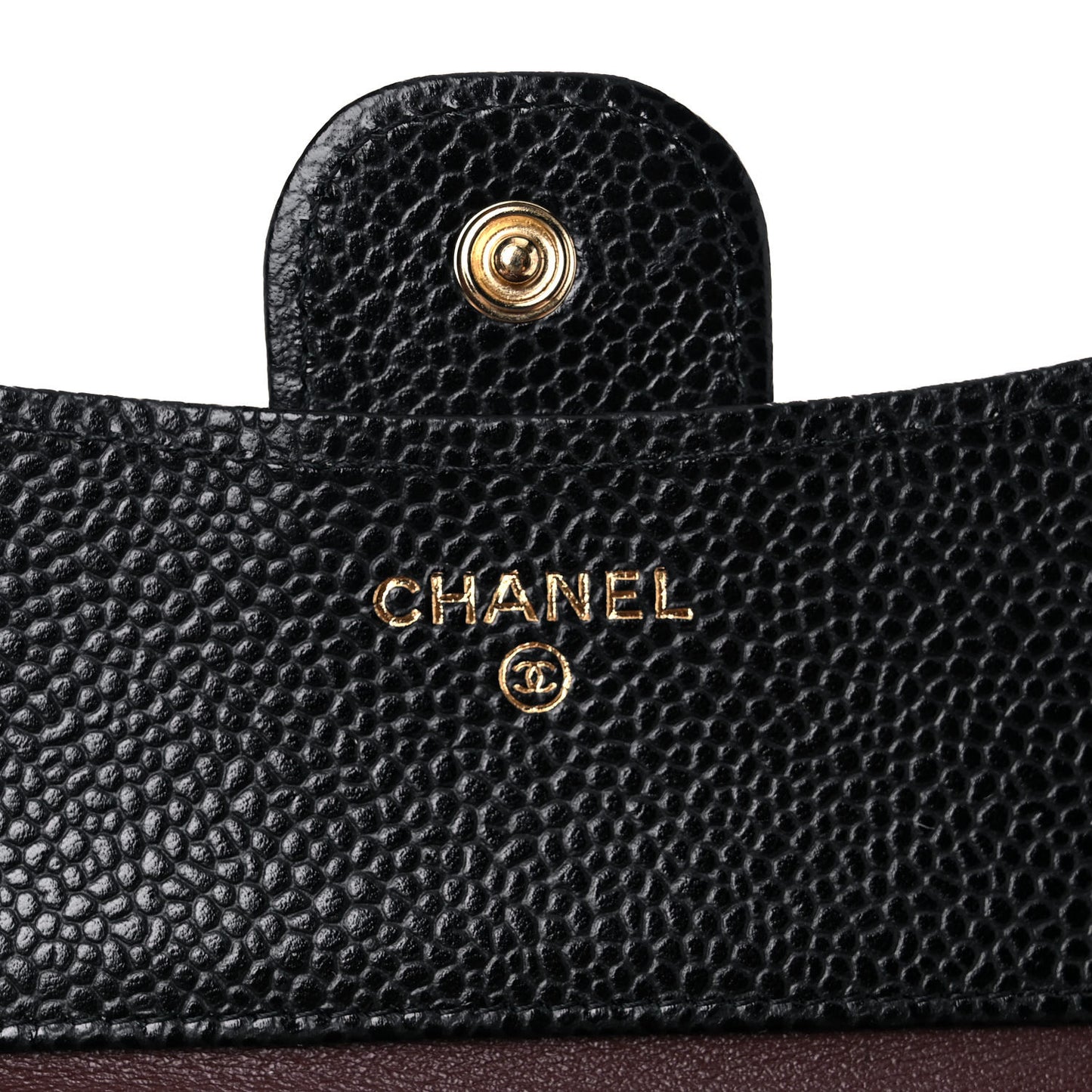 Caviar Quilted Compact Flap Wallet Black