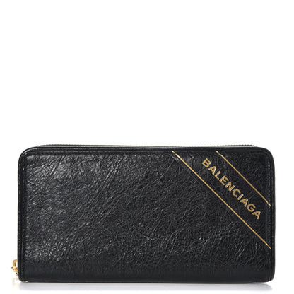 Balenciaga Agneau Blanket Continental Zip Around Wallet Black 1 of 7