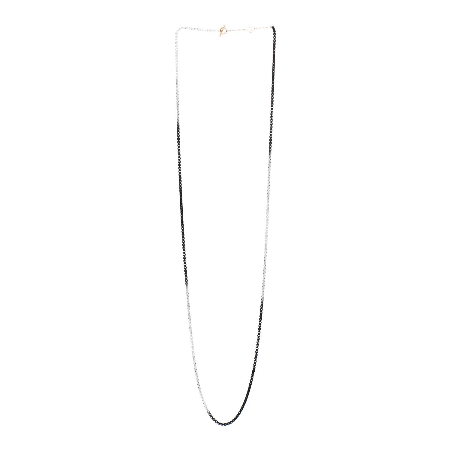 David Yurman Stainless Steel 14K Yellow Gold Bel Aire Ombre Chain Necklace Black White 2 of 3