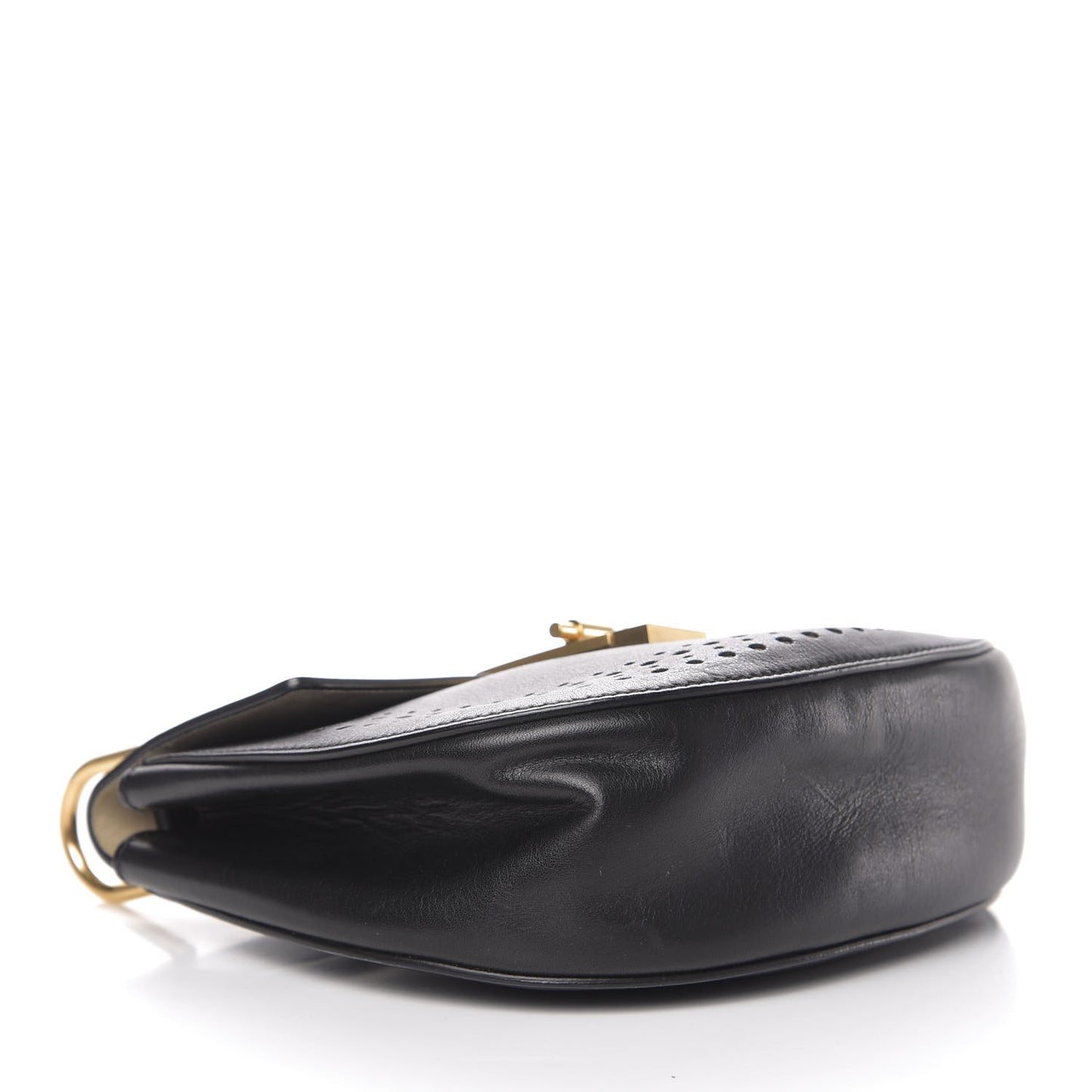 Calfskin Perforated Drew Shoulder Bag Black