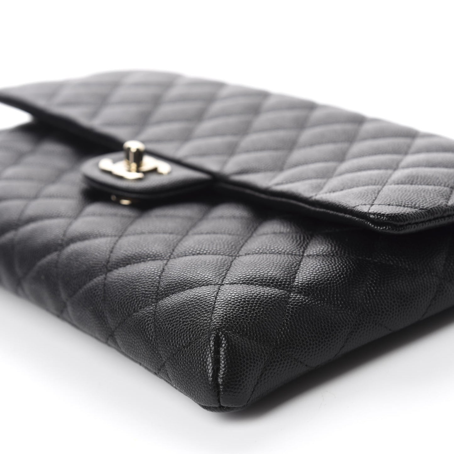 Caviar Quilted Flap Clutch Black