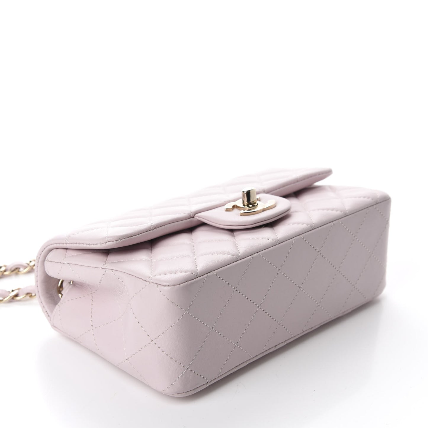 Lambskin Quilted Mini Rectangular Flap Light Pink