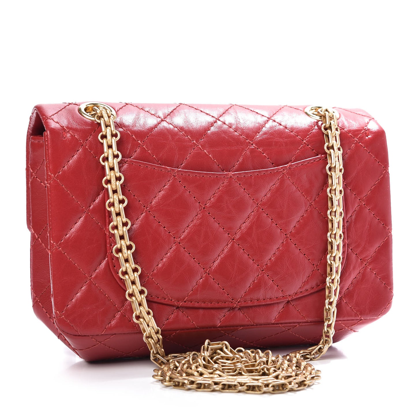 Aged Calfskin Quilted 2.55 Reissue Mini Flap Red