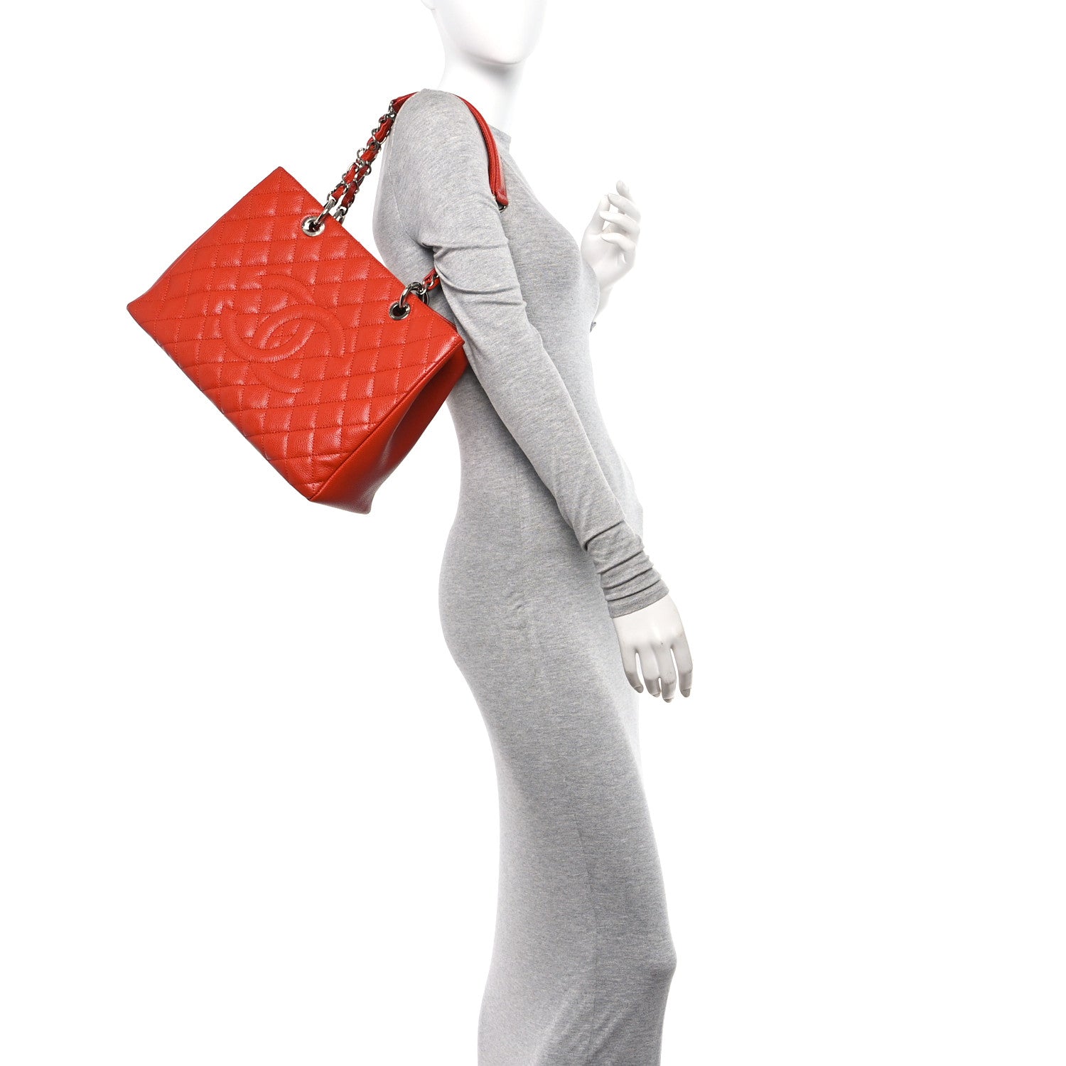 Chanel Caviar Quilted Grand Shopping Tote GST Orange 2 of 12