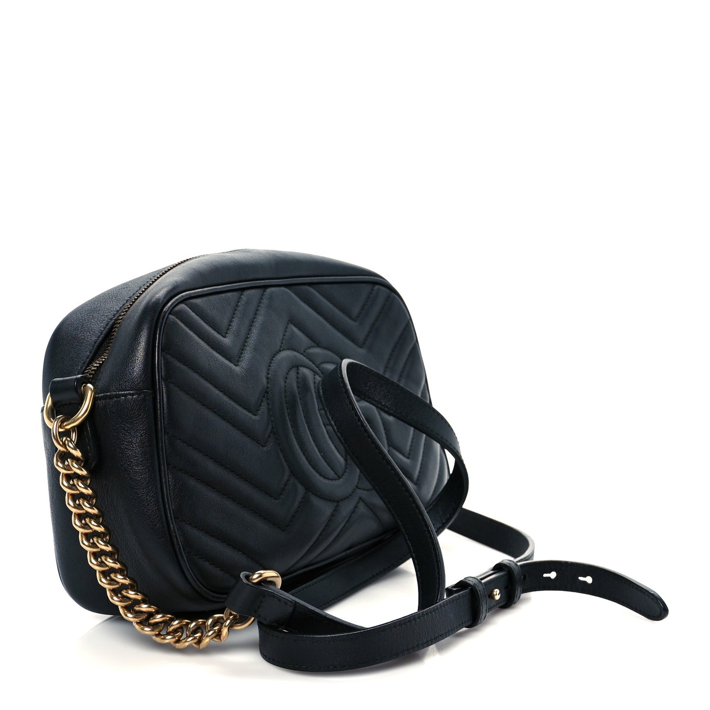 Calfskin Matelasse Small GG Marmont Chain Shoulder Bag Black