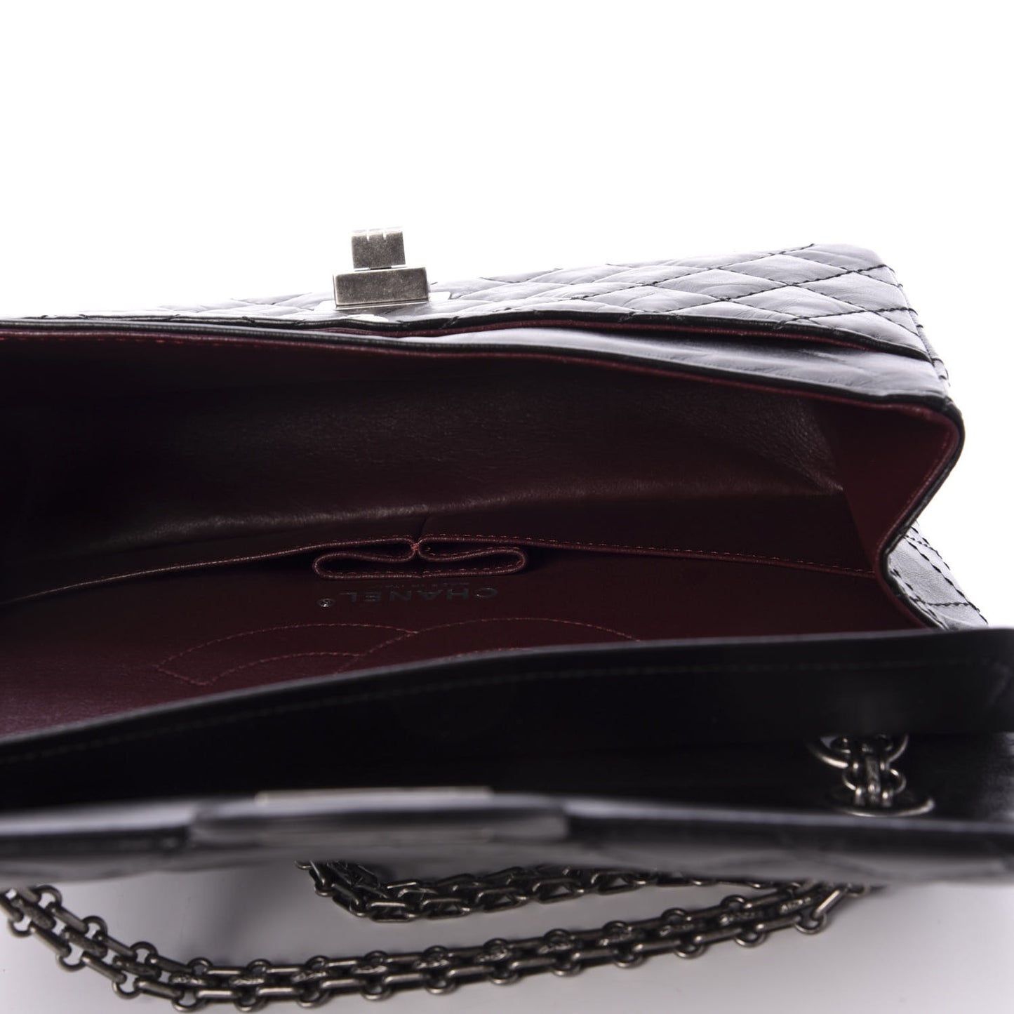 Aged Calfskin Quilted 2.55 Reissue 225 Flap Black