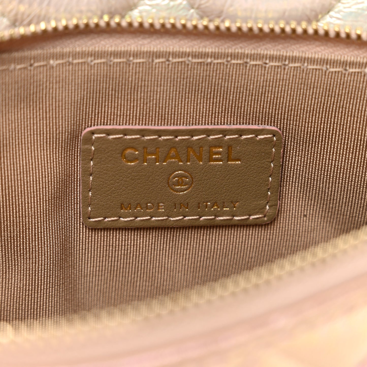 Iridescent Crumpled Calfskin Trio Cosmetic Case Blue Pink Ivory