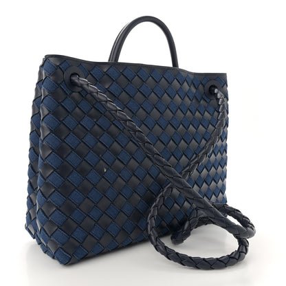 Bottega Veneta Nappa Intrecciato Denim Medium Andiamo Shoulder Bag Abyss Indigo 3 of 10