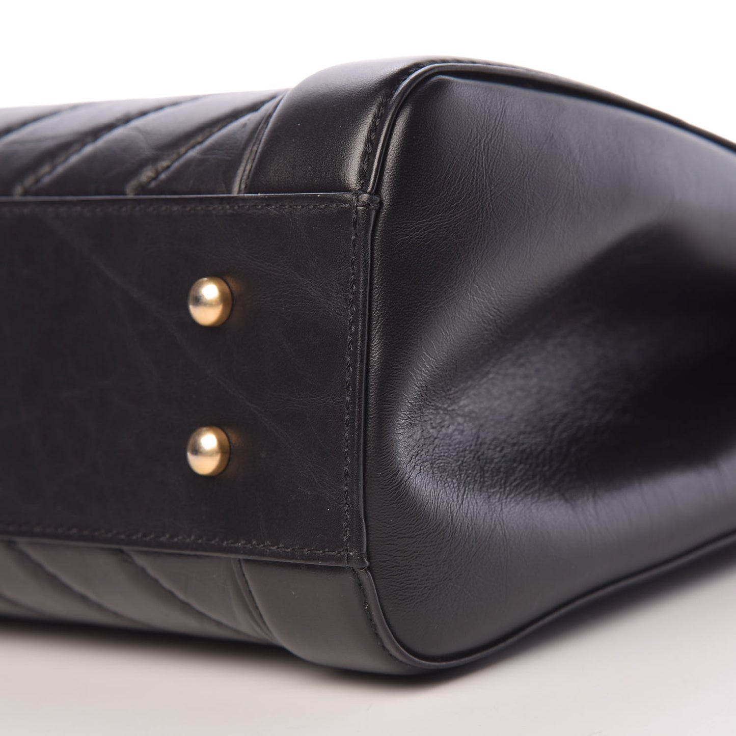 Aged Calfskin Chevron Quilted Large Shopping Tote Black