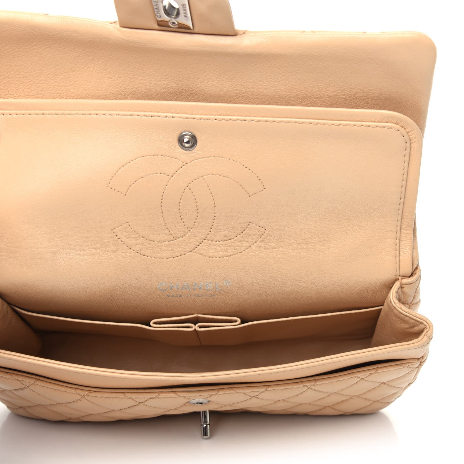 Chanel Lambskin Quilted Medium Double Flap Beige 5 of 9
