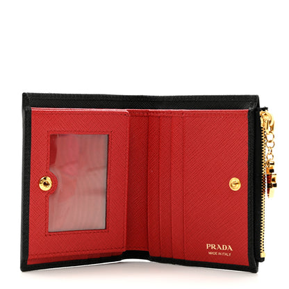 Prada Saffiano Small Robot Compact Wallet Black Fuoco 5 of 6