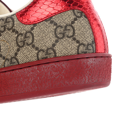 Gucci GG Supreme Monogram Ayers Mens New Ace Low-Top Sneaker 7 Beige Red 19 of 32
