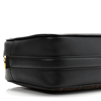 Fendi Glazed Fabric Vitello Century FF 1974 Stamp Patch Camera Case Mogano Panna Black 9 of 10
