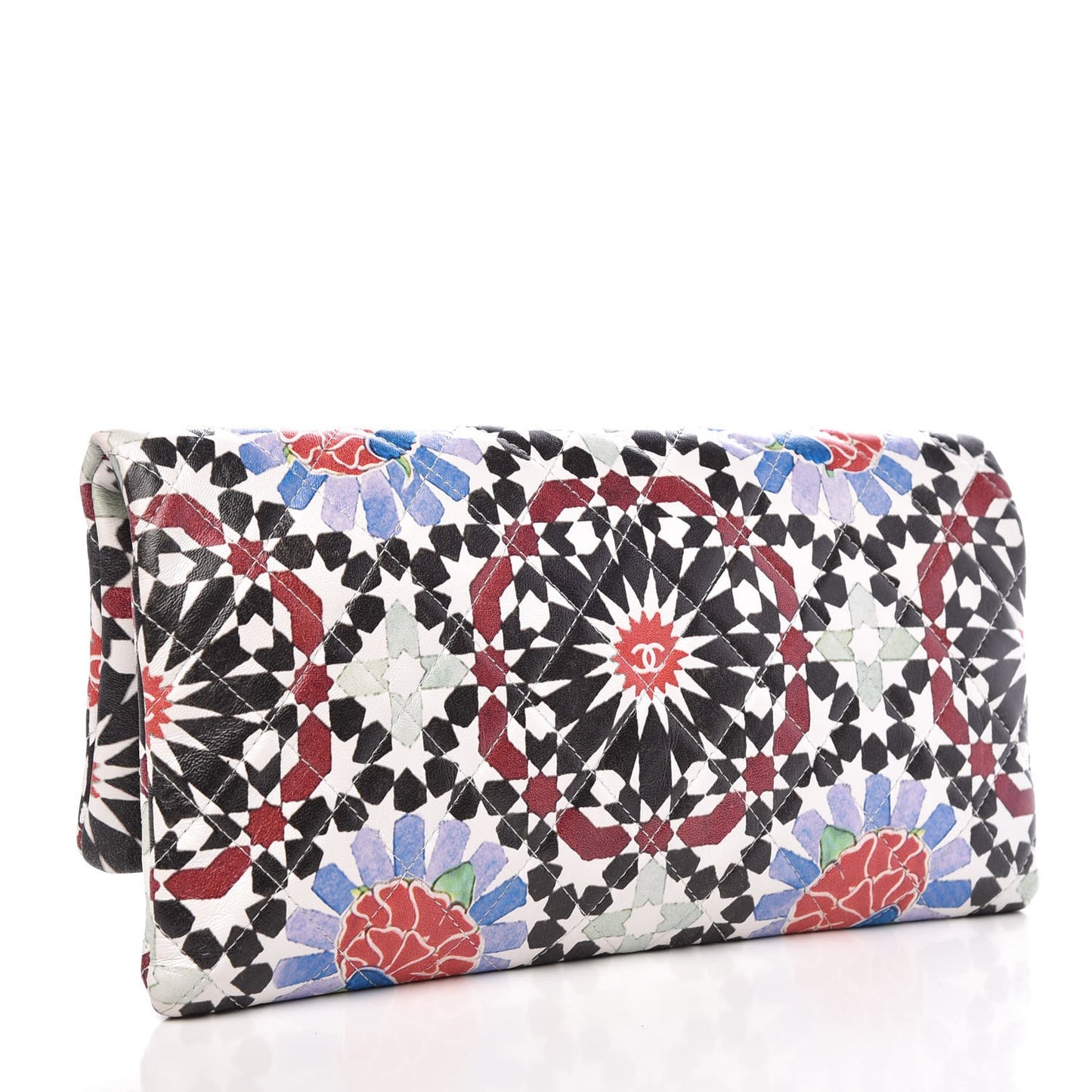 Glazed Lambskin Paris Dubai CC Beauty Clutch Multicolor