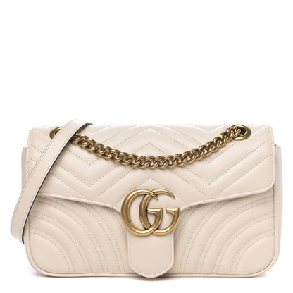 Gucci Calfskin Matelasse Small GG Marmont Shoulder Bag White 1 of 12