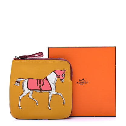 Hermes Swift Couverture Nouvelle Carre Pocket Pouch Jaune Ambre Rose D'Ete 9 of 9