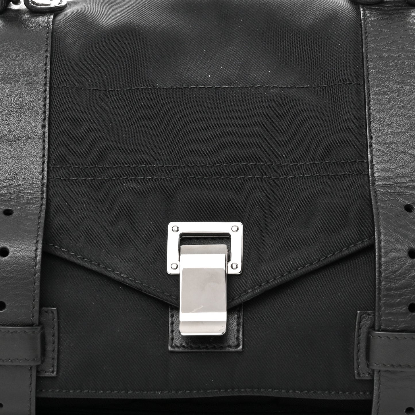 Nylon Calfskin Medium PS1 Satchel Black