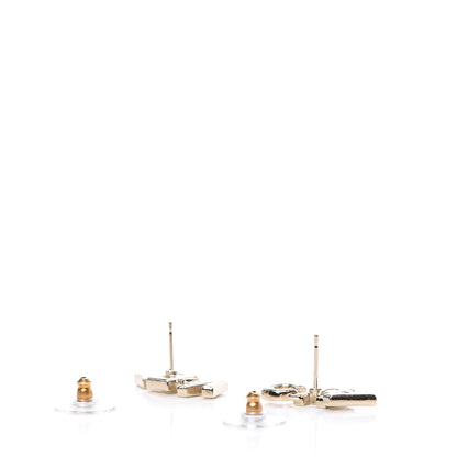 Chanel Crystal Pearl Signature Stud Earrings Gold 3 of 5