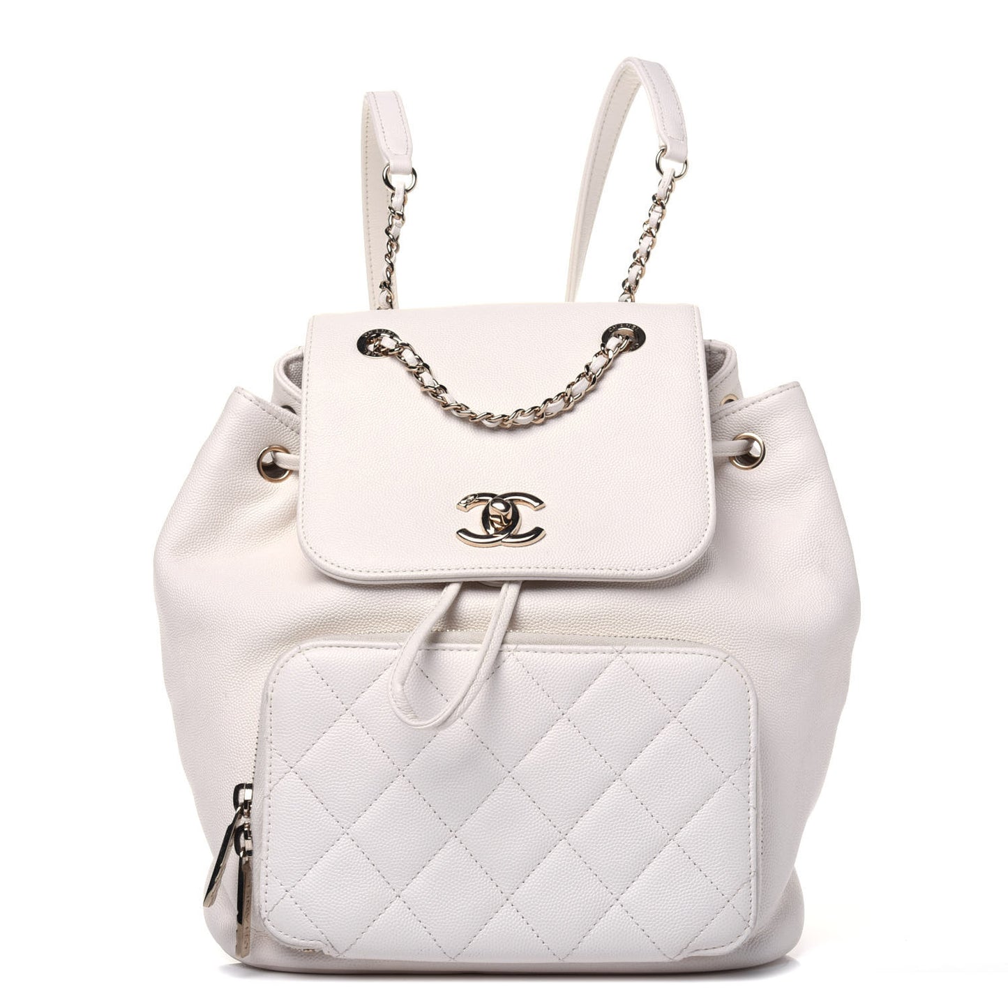 Caviar Quilted Business Affinity Backpack White