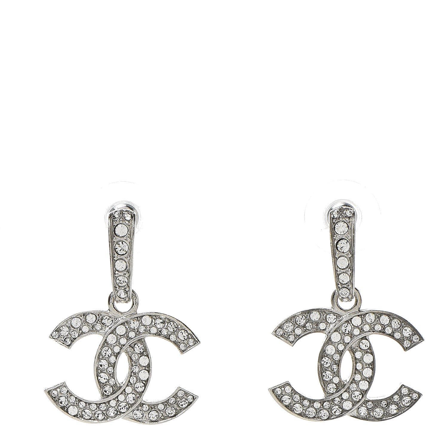 Chanel Crystal Palais Garnier CC Drop Earrings Silver 1 of 5