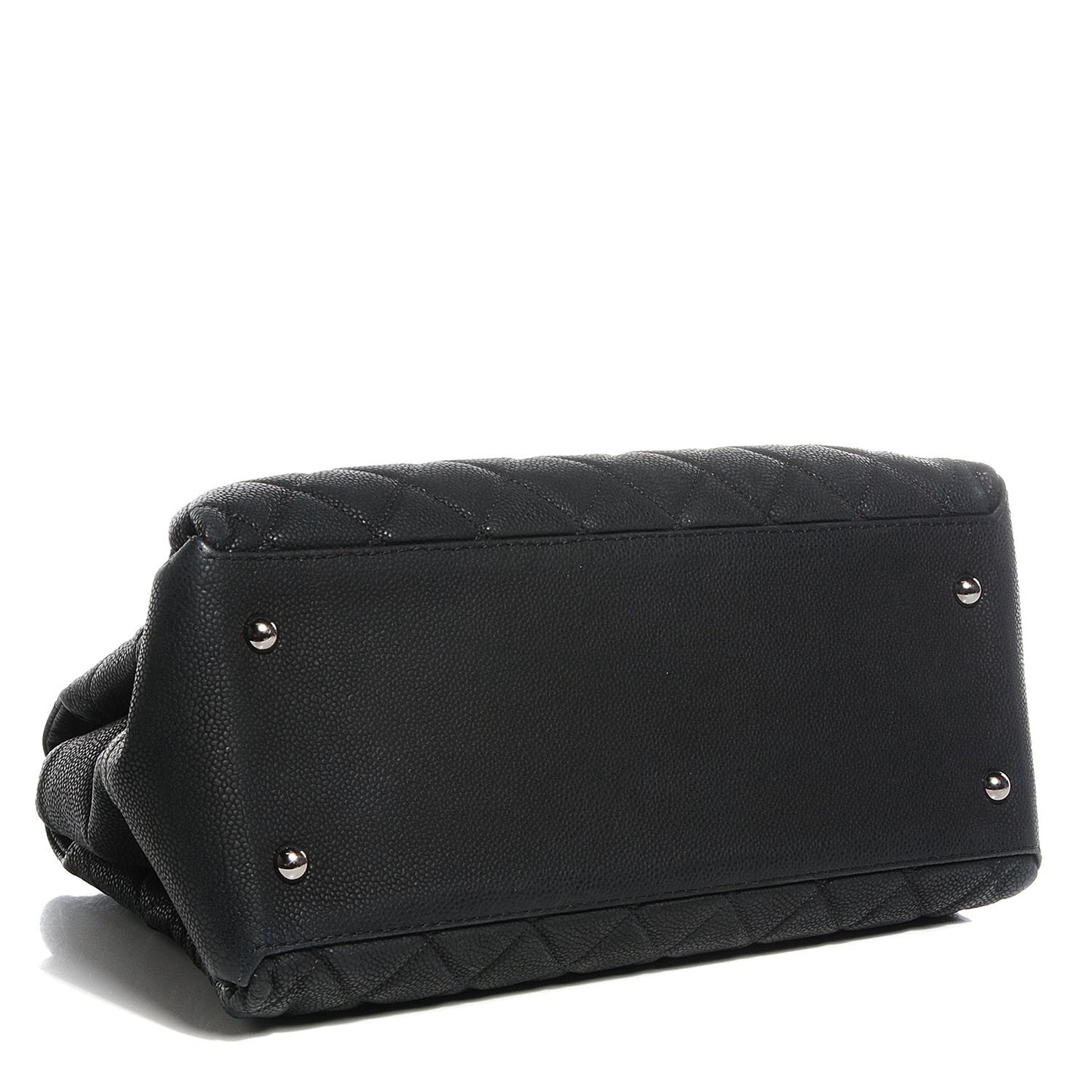 Iridescent Caviar Quilted Lady Pearly Tote Black