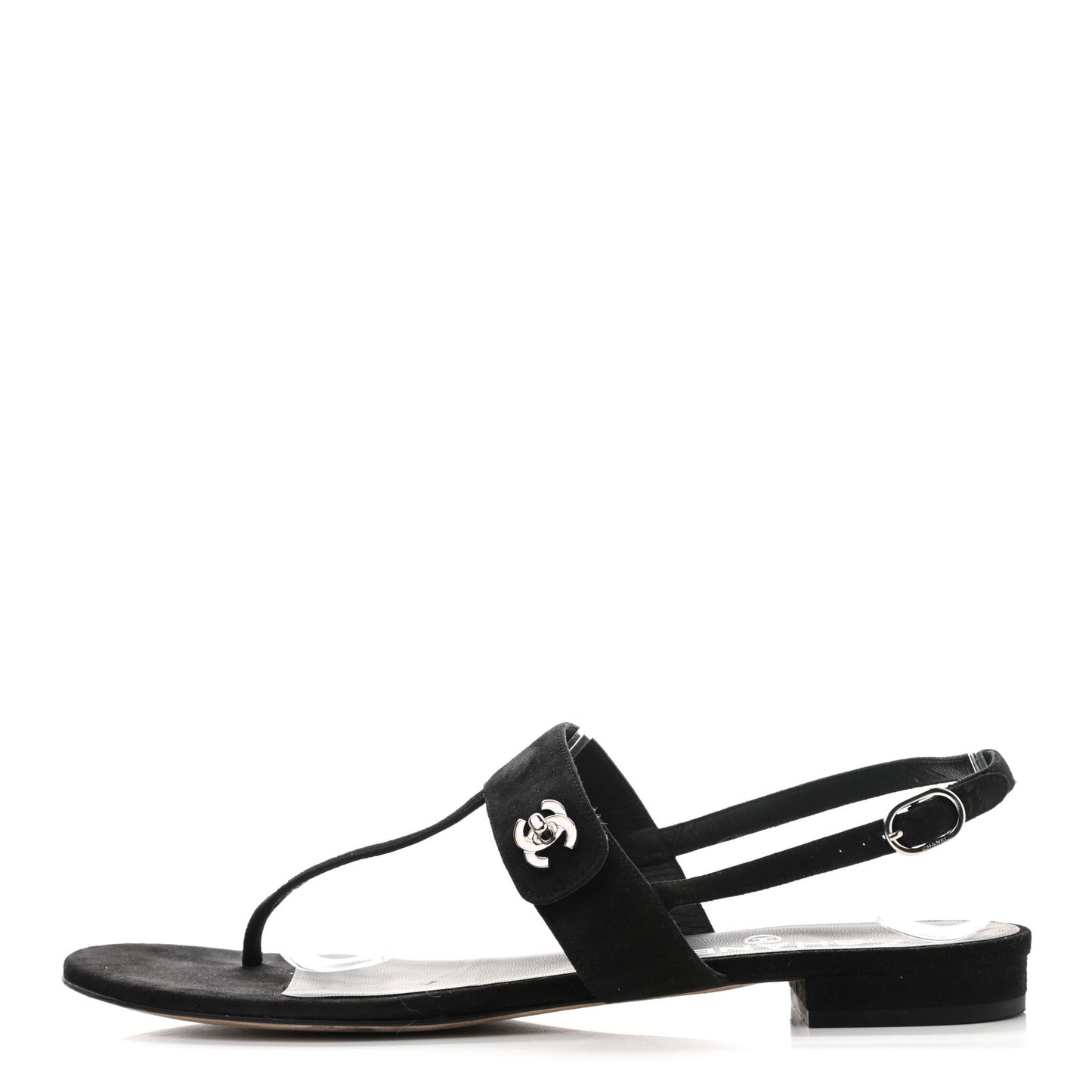 Suede CC Thong Sandals 39.5 Black