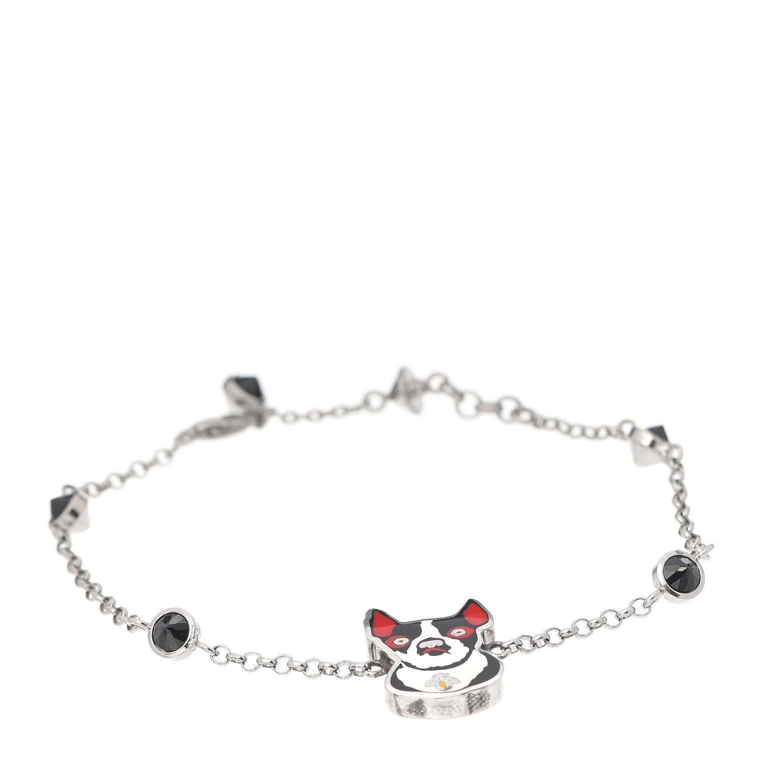 Gucci Sterling Silver Black Spinel Enamel Orso Bracelet 1 of 5