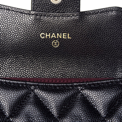 Chanel Caviar Quilted Flap Card Holder Chain Wristlet Black 6 of 8