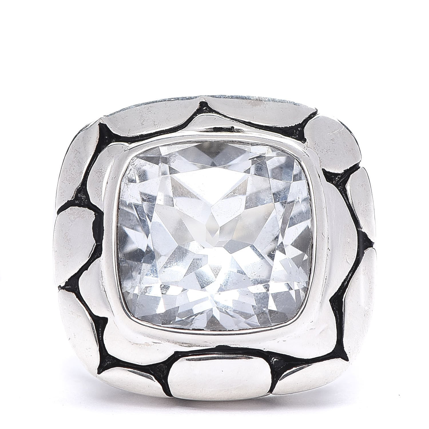 John Hardy Sterling Silver White Topaz Batu Kali Square Ring 54 6.75 1 of 5