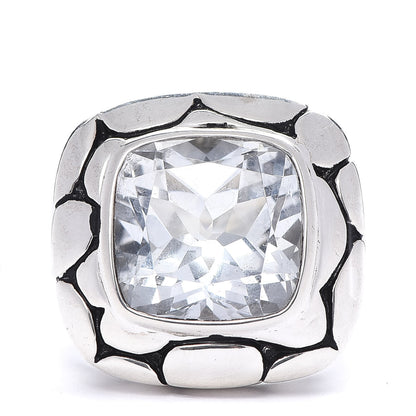 John Hardy Sterling Silver White Topaz Batu Kali Square Ring 54 6.75 1 of 5
