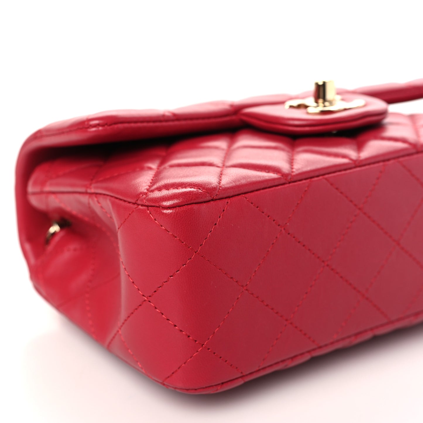 Lambskin Quilted Mini Rectangular Flap Red