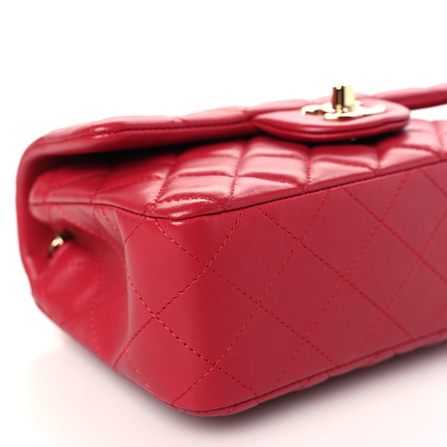 Chanel Lambskin Quilted Mini Rectangular Flap Red 7 of 9