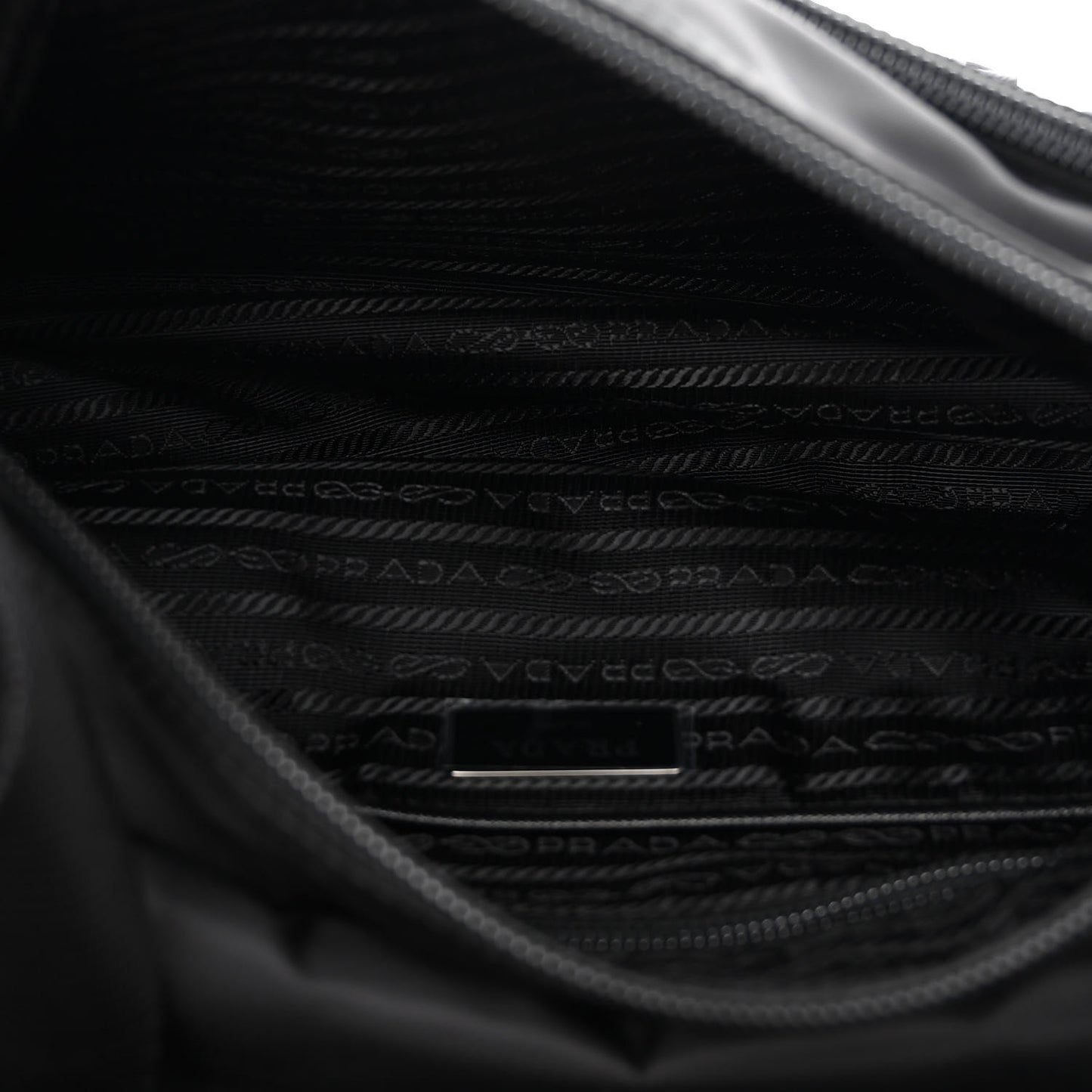 Re-Nylon Vela Saffiano Pocket Double Buckle Messenger Shoulder Bag Black
