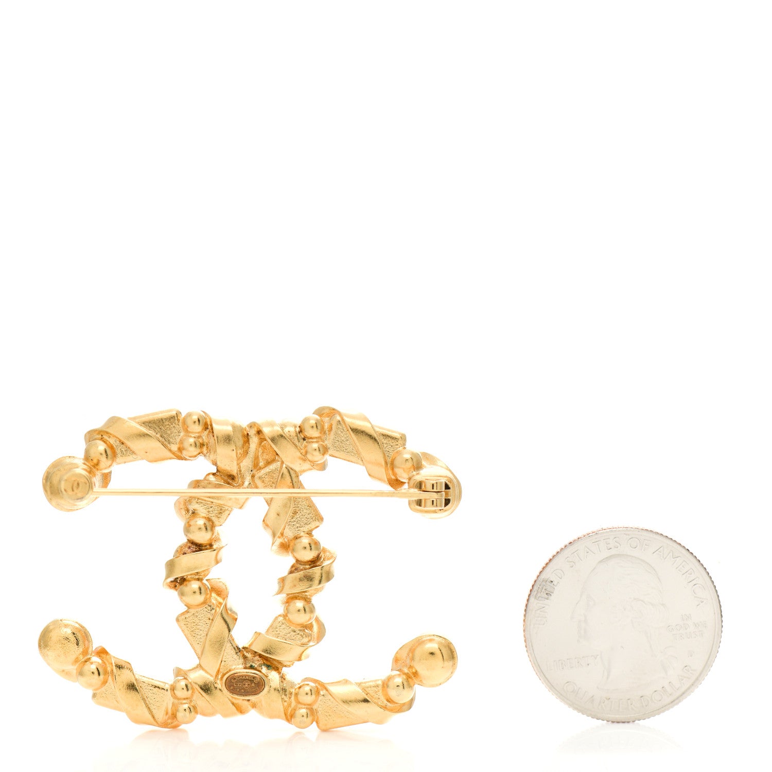 Chanel Pearl Crystal CC Charms Brooch Light Gold Pink 3 of 4