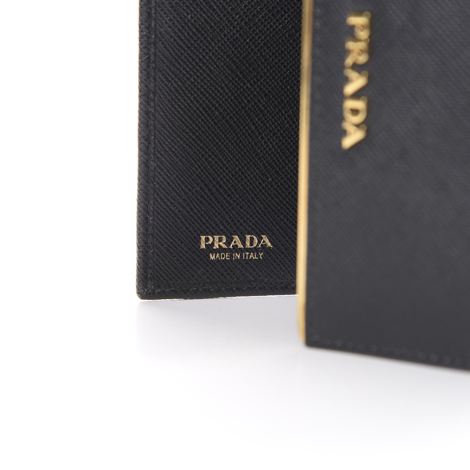 Prada Saffiano Compact Metal Bar Flap Wallet Black 5 of 7