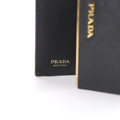 Prada Saffiano Compact Metal Bar Flap Wallet Black 5 of 7