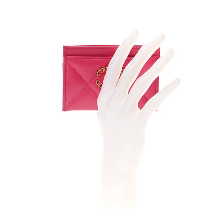 Chanel Lambskin Quilted Chanel 19 Card Holder Dark Pink 2 of 7