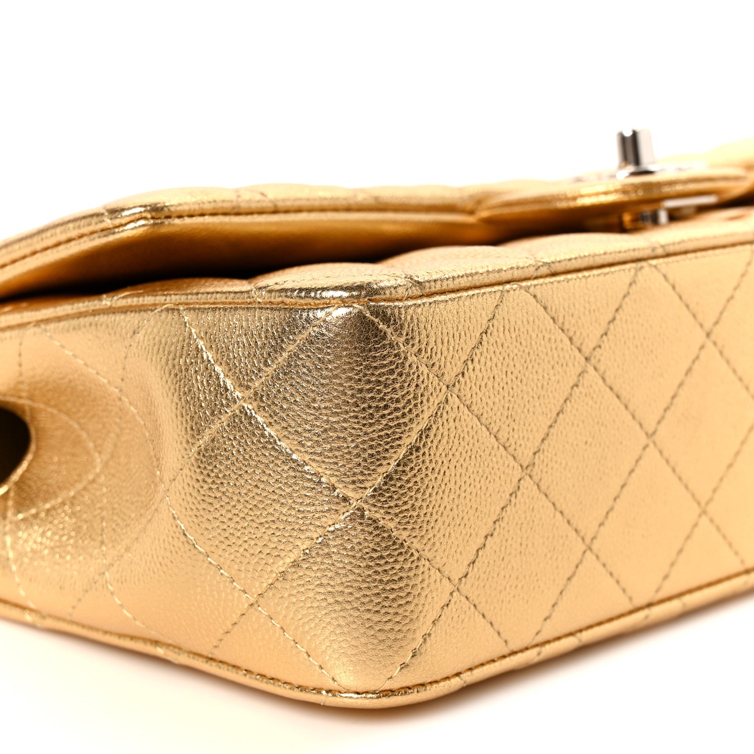 Chanel Metallic Caviar Quilted Top Handle East West Flap Gold 10 of 12