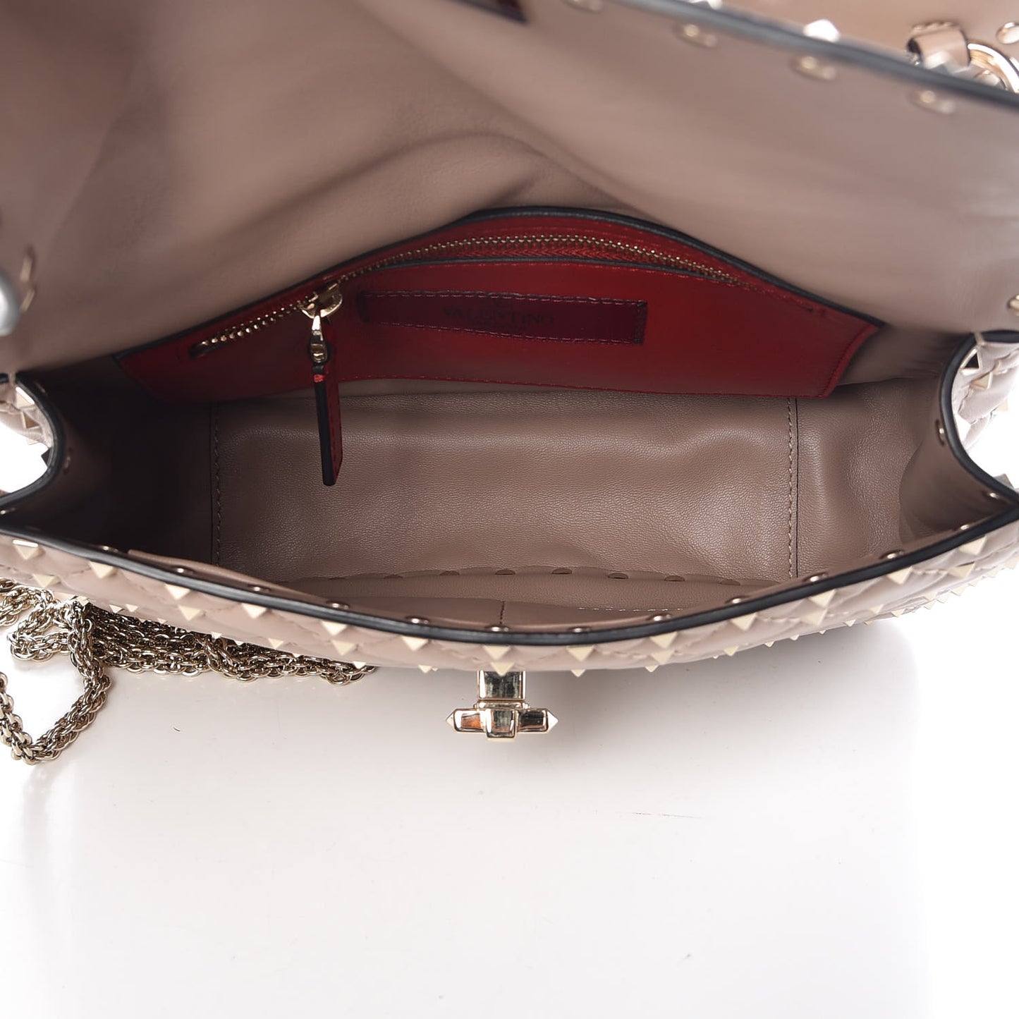 Lambskin Medium Rockstud Spike Shoulder Bag Poudre