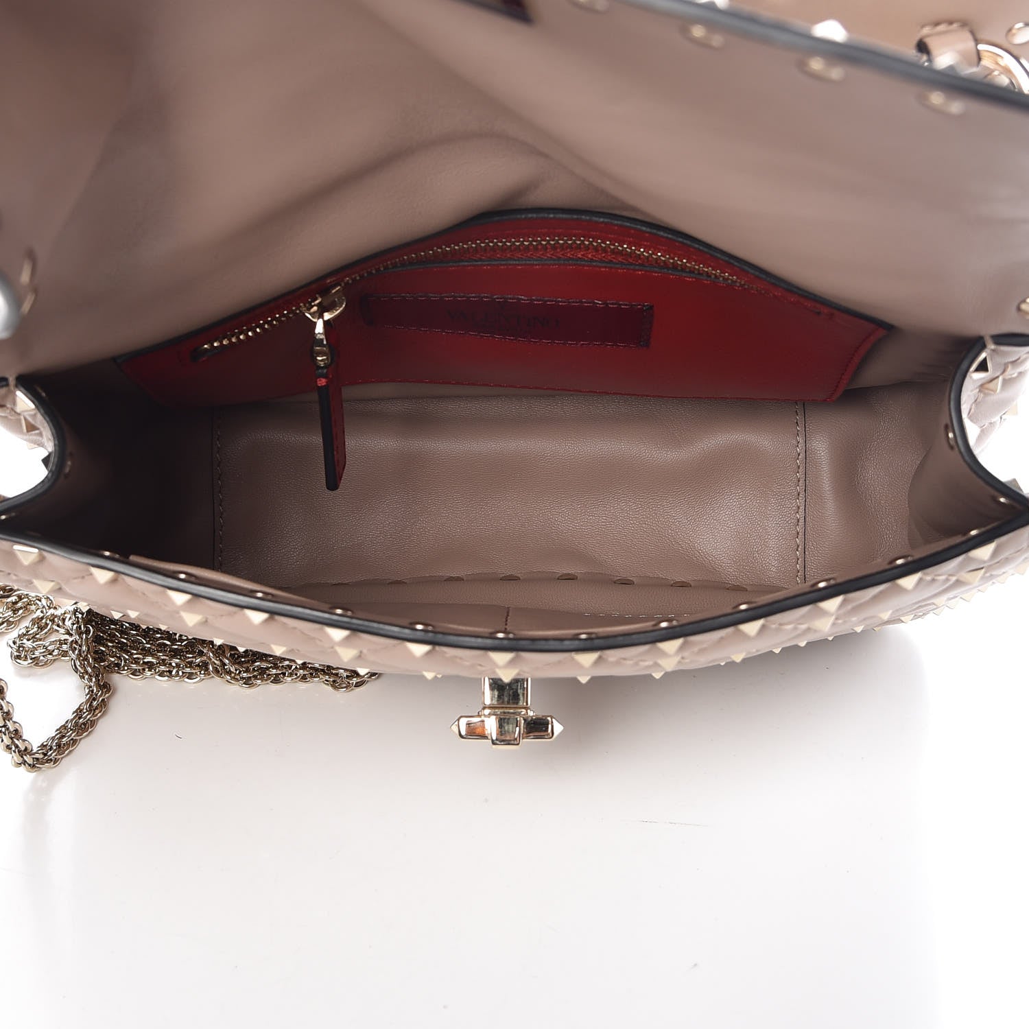 Valentino Garavani Lambskin Medium Rockstud Spike Shoulder Bag Poudre 5 of 8