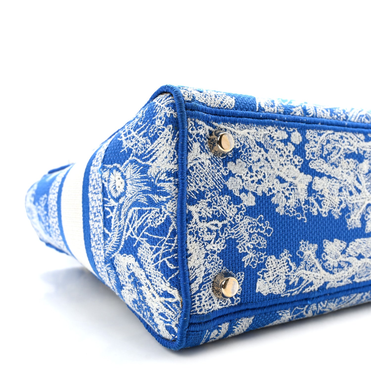 Christian Dior Canvas Toile De Jouy Reverse Embroidered Medium Lady D-Lite Fluorescent Blue 8 of 9